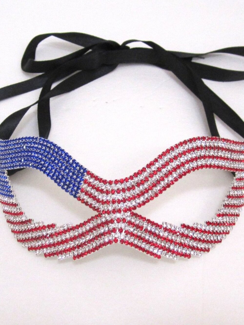Crystal  red, white  &  blue  masquerade  eye  mask